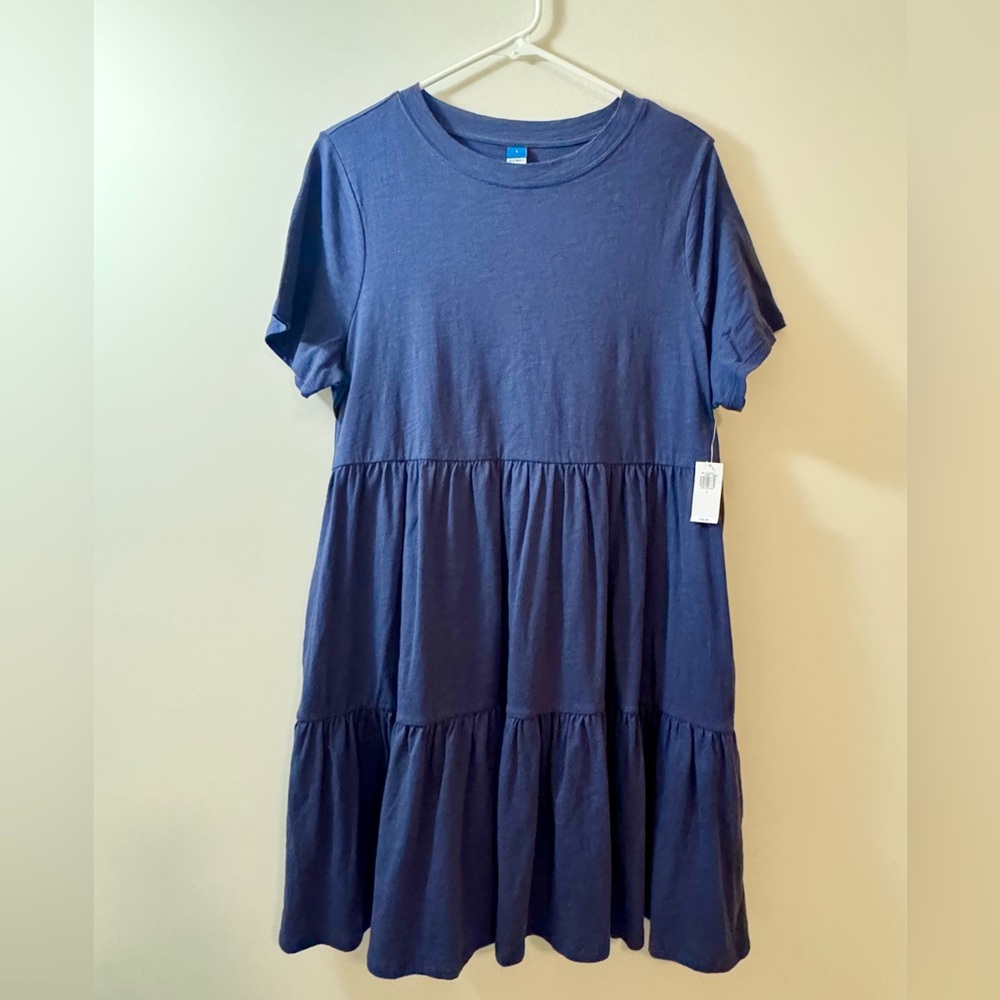 Old Navy NWT Tiered Mini Swing Dress with pockets, Navy, size Large